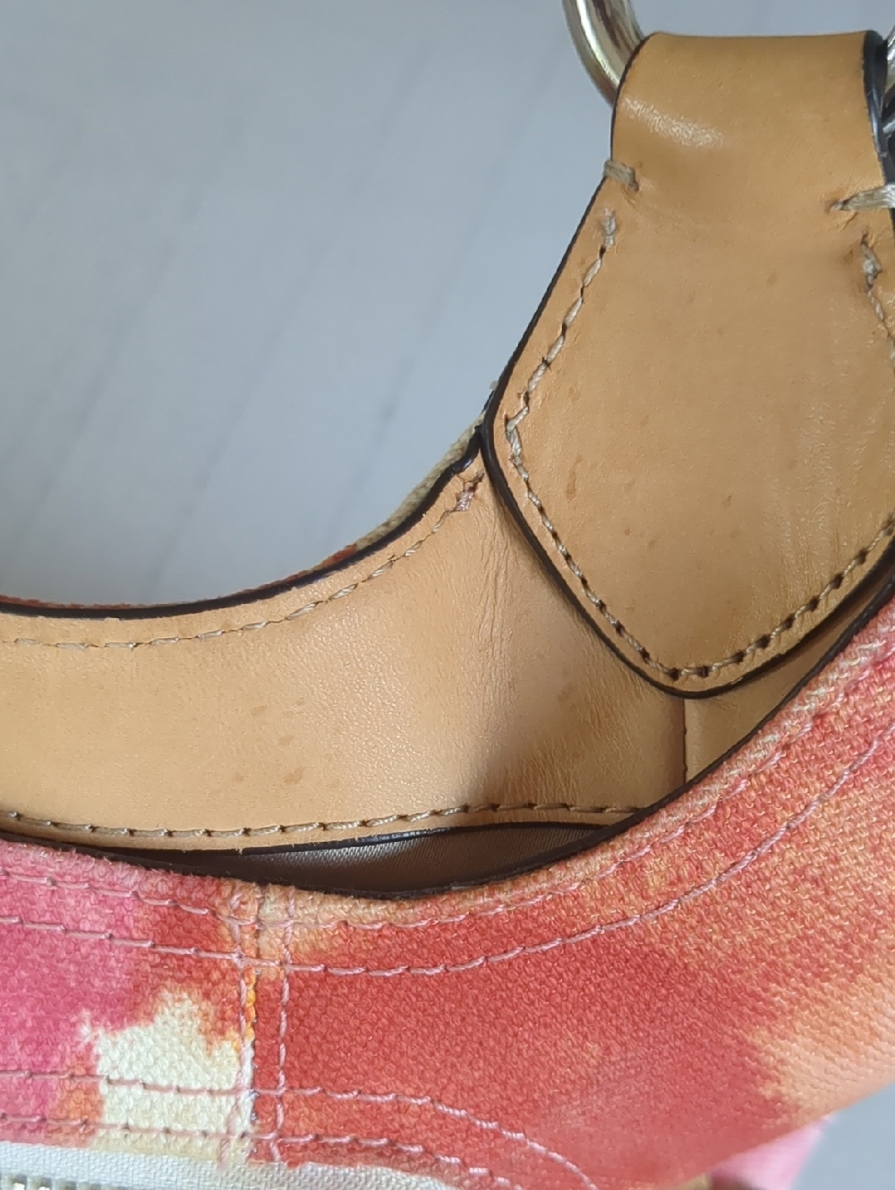 Vintage Coach 2002 Floral Fabric Maggie Shoulder Bag in Yellow & Pink - Picture 10 of 15